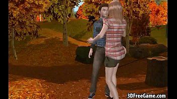 Redare O fetiță 3d sexy își face păsărica în aer liber