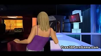 Reproducir Rubia sexy de dibujos animados en 3D en el bar con ganas de un semental