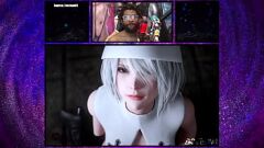 Redare Călugăriță animată 3D sexy primește o față acoperită de spermă după o nenorocire tare