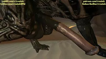 play Samus Aran auf einem fremden außerirdischen Planeten wird von Xenomorphs Hardcore-3D-Animation gefickt