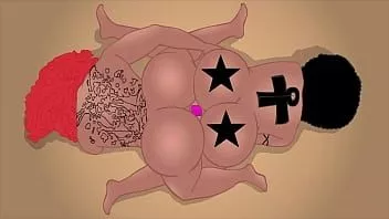 play Pussy lickers bunz 和 isis 将假阳具深入他们的乌木阴道和嘻哈无尽幻想卡通中的黑色大纹身驴