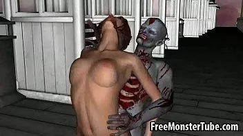 Jouer Une fille 3d suce une bite et se fait baiser par un zombie