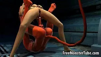 Abspielen Vollbusige 3D-Cartoon-Rothaarige von Satan gefickt
