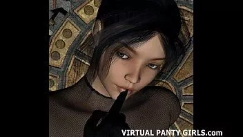 Abspielen 3D virtuelles französisches Dienstmädchen neckt in Dessous