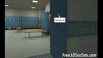 play Lesbijska laska w 3D robi palcówkę w szatni