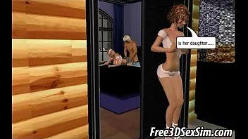 Reproducir Dos mieles sexys de dibujos animados en 3D compartiendo una polla dura como una roca