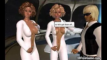 Play These two sexy 3d big tit blonde babes are sharing a cock