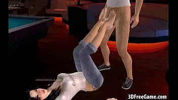 play 这个性感的 3d 宝贝正在给这个家伙足交
