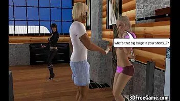 Play This sexy 3d blonde babe is jerking a big cock