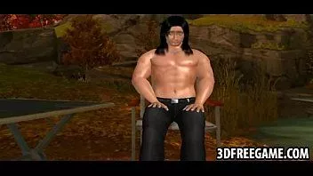 Abspielen Ein sexy blondes 3D-Babe mit großen Titten lässt sich die Muschi stopfen