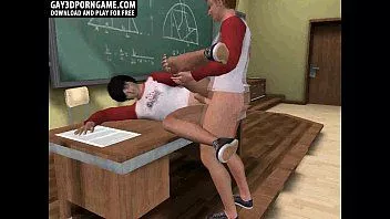 播放 这个性感的大翘起的 3d 帅哥正在课堂上操一个猛男