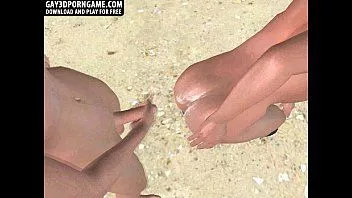 تشغيل هذه الأزرار المثيرة ثلاثية الأبعاد تمارس الجنس على الشاطئ وكومينغ