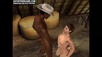 play Горячий 3D анальный и оральный секс с межрасовым тройничком