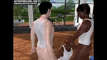 Play Horny 3d cartoon ebony hunk sucking a pair of cocks