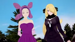 Putar Pokemon Orgasmic Threesome menampilkan Payudara Besar Cynthia dan Fantina
