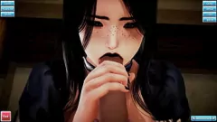 play 3D Goth Catgirl Maid vénère la grosse bite du maître avec branlette et pipe