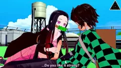 play デーモンスレイヤーのタンジロとの高速手コキ：無修正アニメ変態アクション