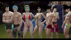 Odtwórz Dragon Ball Z: Parodia porno - Orgia przy basenie z mamami i żonami oszukującymi
