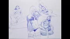 Играть Ballpoint Pen Art из подросткового подростка, разделяющего и распространяющих ноги в веб-камере Hentai