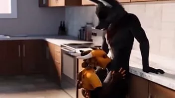 Abspielen Furry Wolf Küche Blowjob Animation
